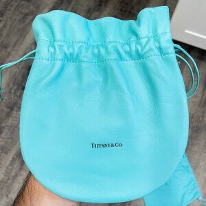 RARE Tiffany & Co. Blue Leather Drawstring Pouch Crossbody Bag